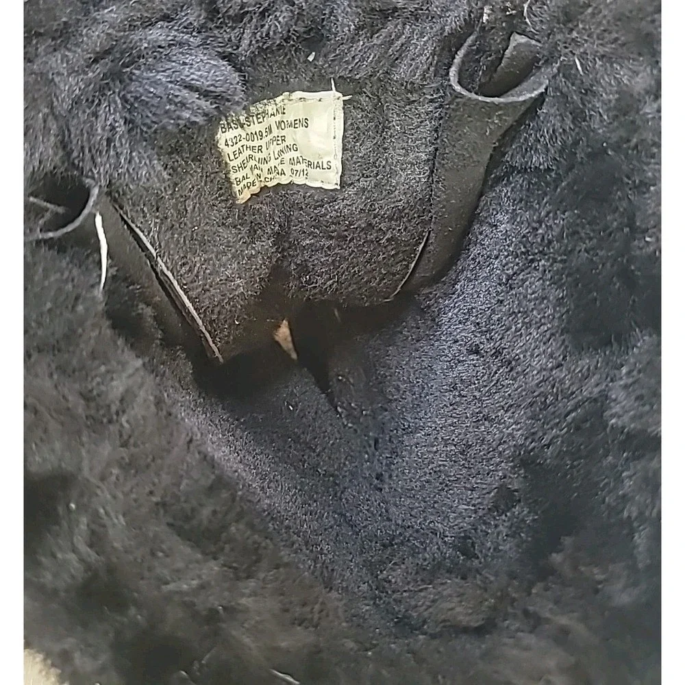 Bass Stephanie 2012 Black Suede & Faux Fur Lined Size 9.5 Snow Winter Boots EUC